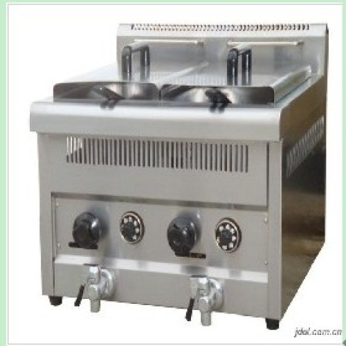 Gas type temperature - controlled fryer (two -tank,two- basket model )